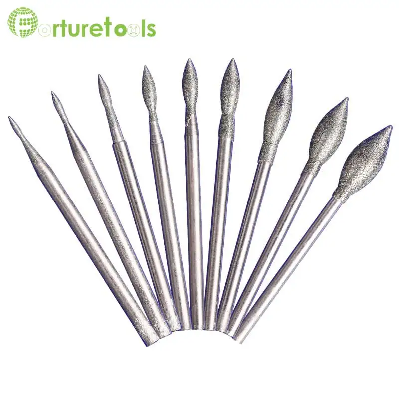 

50pcs diamond mounted point Emery grinding stone for carving jade pin tool diamond grinding needle head dremel rotary tool MT013