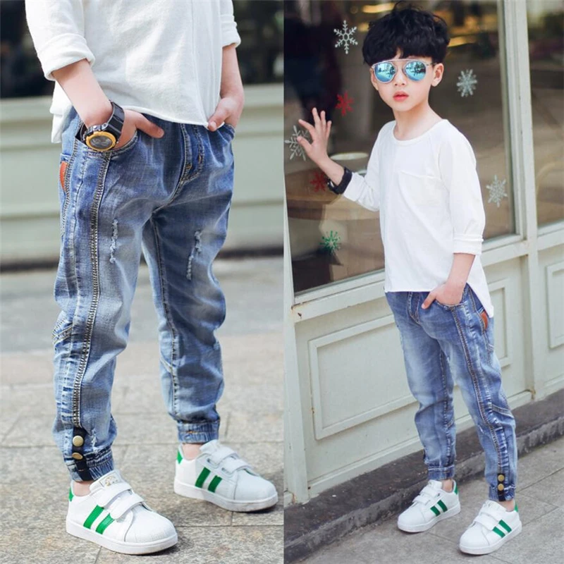 Новая детская одежда джинсы для мальчиков на весну и осень повседневные леггинсы
