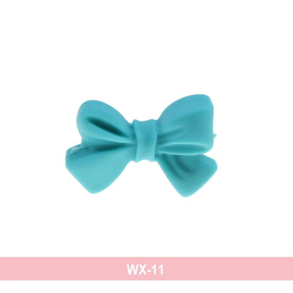 WX11 Happyfriends, 10 шт., бант, силиконовые бусины, без бисфенола, галстук-бабочка, детский, для прорезывания зубов, бисер для самостоятельного изготовления ювелирных изделий, Детские Жевательные зубки, подарок - Color: WX11