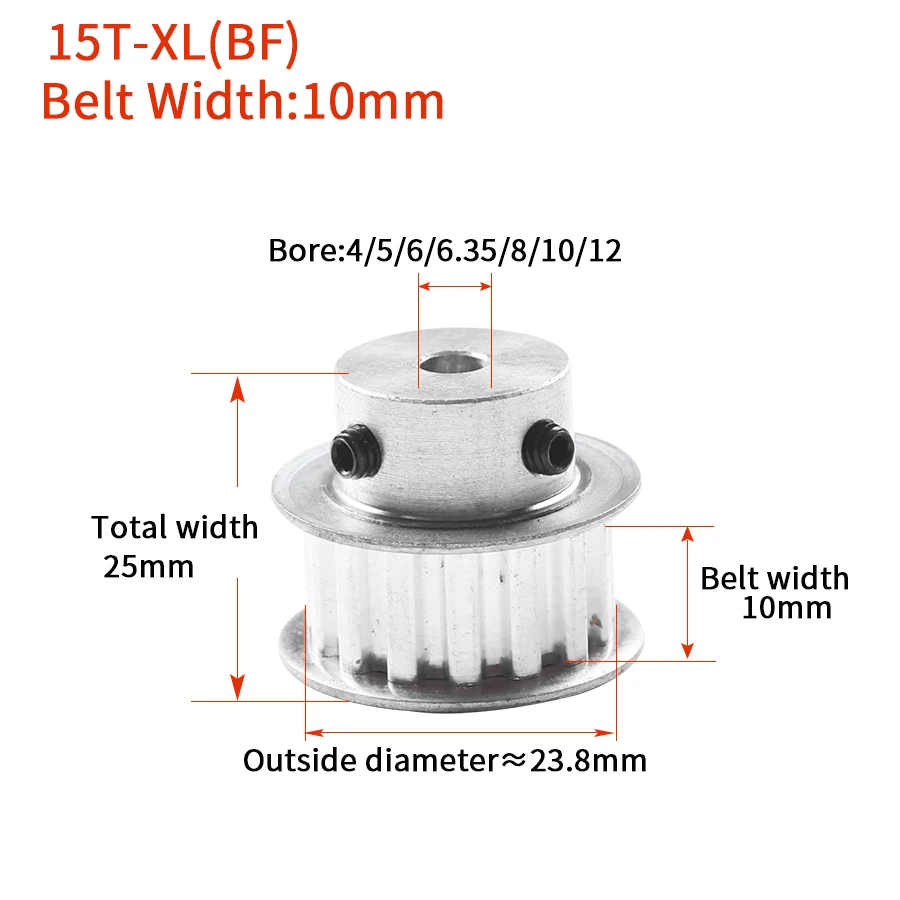 Зубчатый шкив Bycdj диаметр 15 зубьев XL 5/6/6 35/8/10/12 мм для ширины 10 синхронный ремень BF