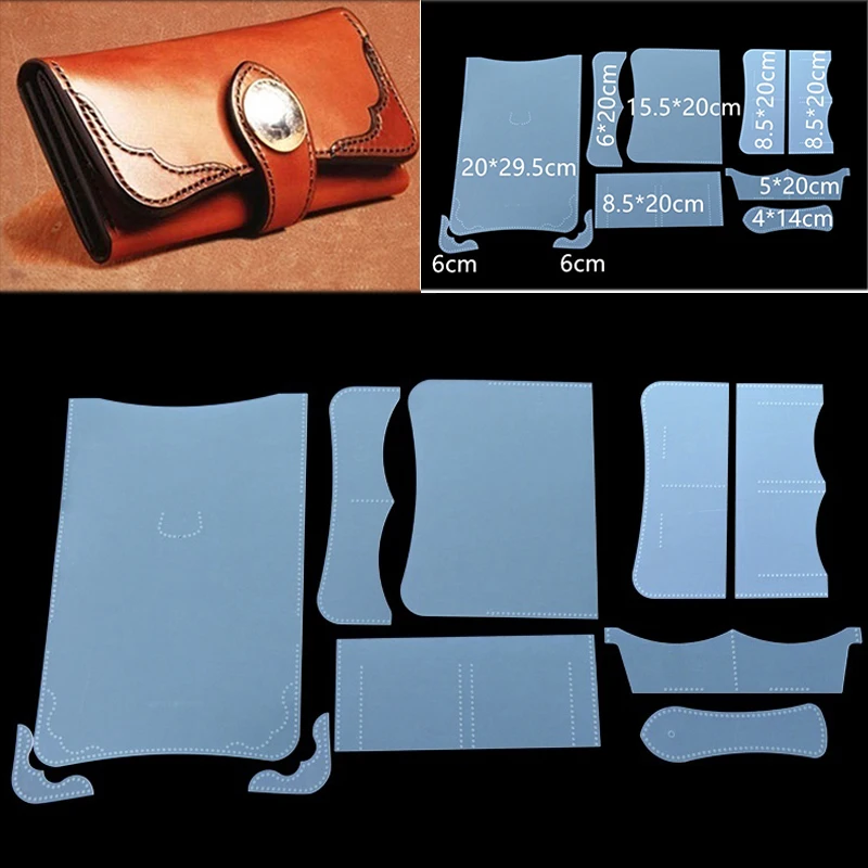 

1Set PVC Sewing Pattern Leather Craft Template DIY Women Wallet Leather Stencil for Leather Handcrafts Lovers Home Supplies