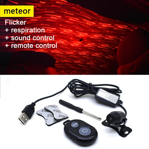 Three Mode Meteor USB светодиодный автомобильный атмосферный окружающий свет звезды DJ RGB Красочная музыкальная Лампа Рождественская интерьерная декоративная лампа - Испускаемый цвет: Three Mode Meteor
