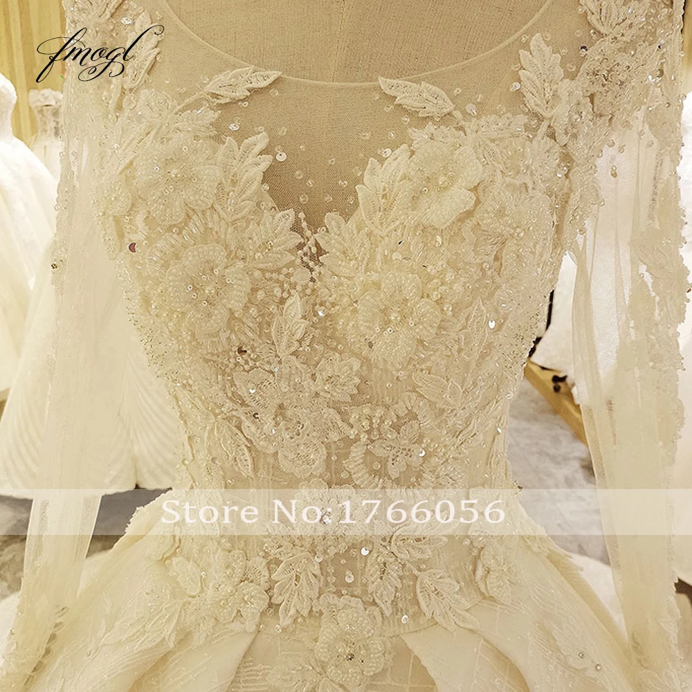 Fmogl Vestido De Noiva винтажные Свадебные платья с длинными рукавами 2019 круглый вырез