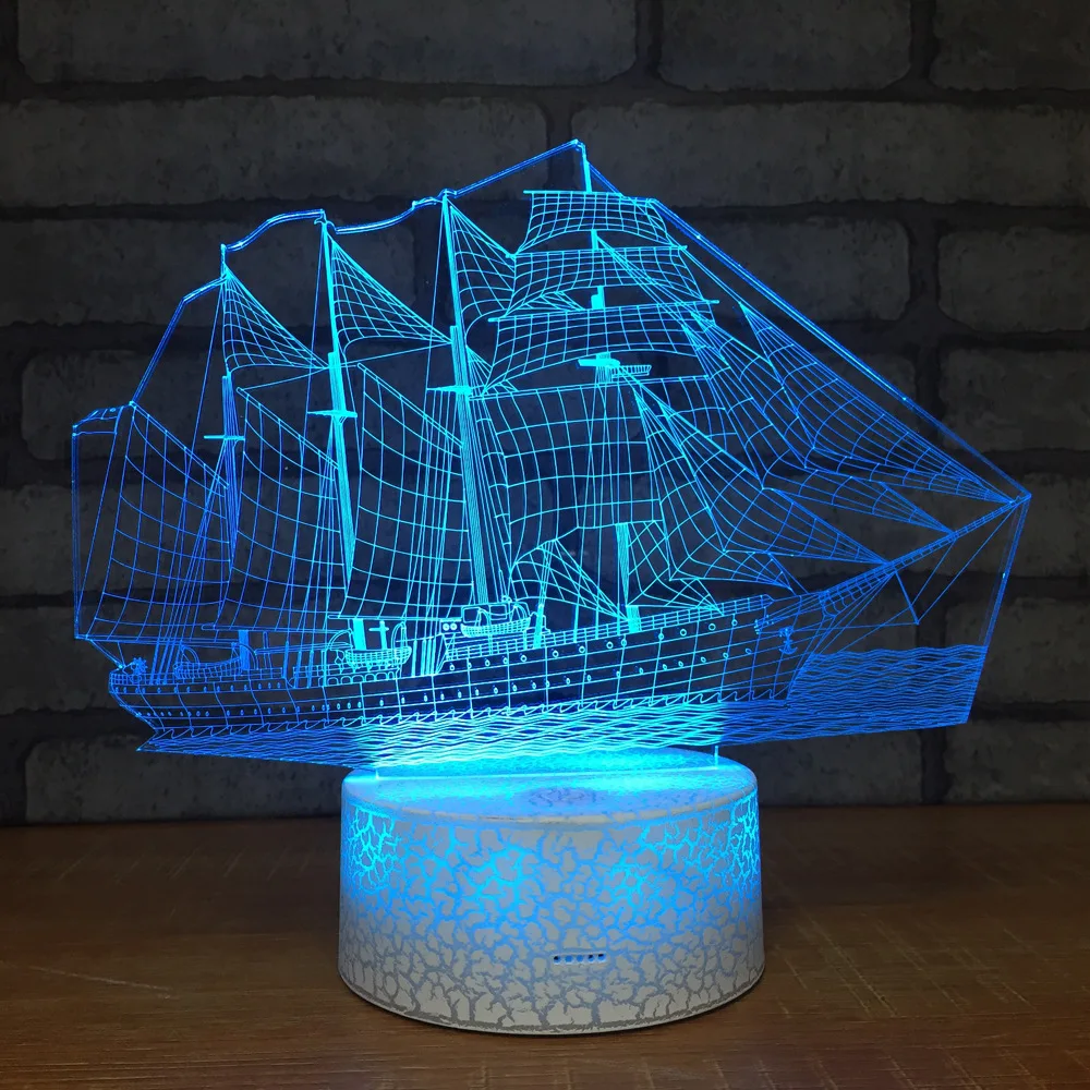 

Sailboat LED Night Light 7 Color Change Desk Light Action Figures Boys Girls Birthday Toys 118