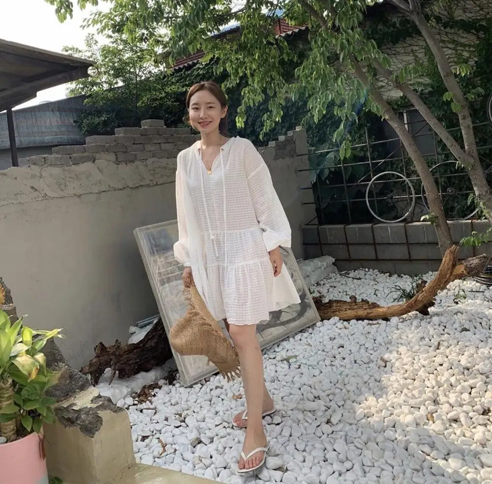 WHITNEY WANG летнее платье 2019 модное уличное корейское стильное милое негабаритное