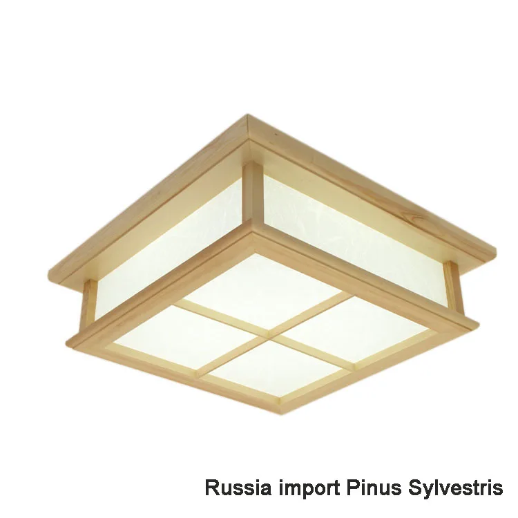 Beste Groothandel Vierkante 35/45/55 Cm Japanse Tatami Eiken Houten Led Plafondlamp Effen Hout Verlichting Voor Thuis Decor Lamp Lantaarn Armatuur