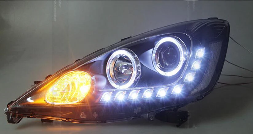 Jazz fit DRL2009 2010 2011 2012 2013year 2Pcs Bumper lamp For Fit Jazz Headlights hid xenon Head Lamp Bi-xenon Projector LED DRL
