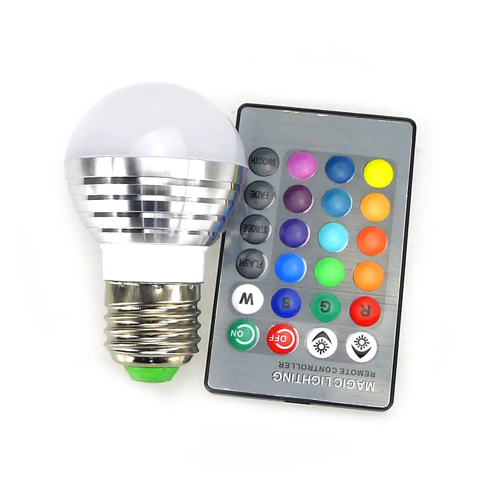 Светодиодный ная RGB Лампочка Bombillas E14 E27 3 Вт для прожекторов 85-265 в волшебный