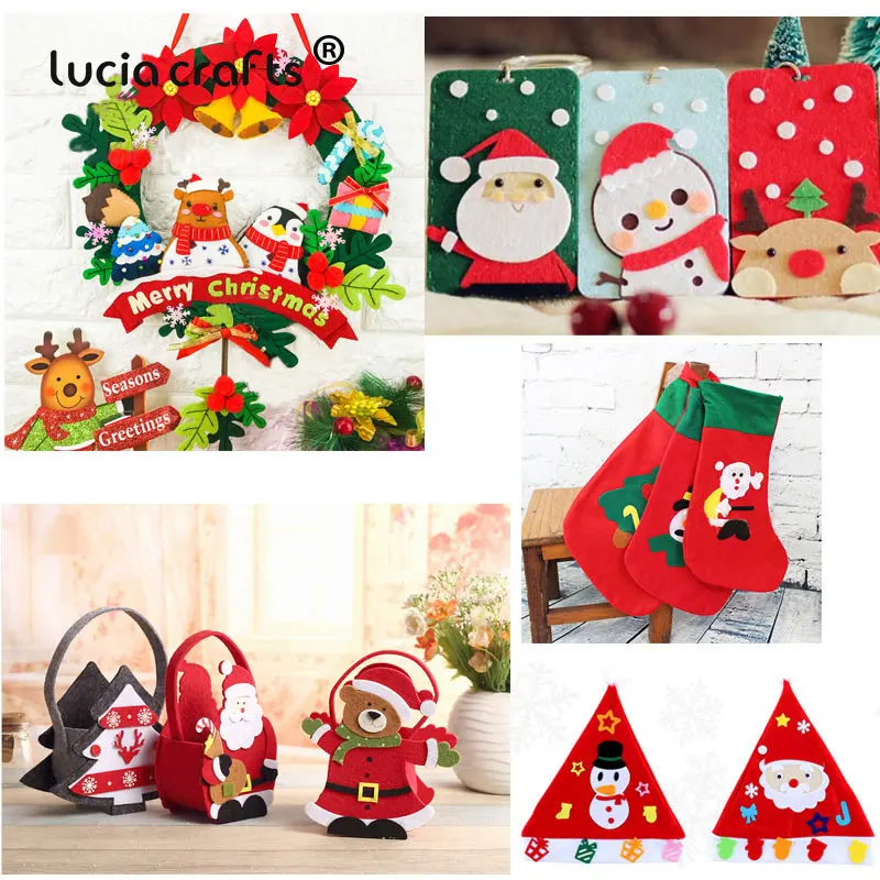Lucia crafts 4-5,5 см Рождественский дизайн печатный Войлок Ткань для детей ручной работы нетканый DIY украшения принадлежности L0303