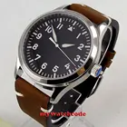 Часы мужские corgoue с черным стерильным циферблатом, светящиеся знаки метки, сапфировое стекло, Sea-gull Miyota 8215, автоматические, 42 мм, C127