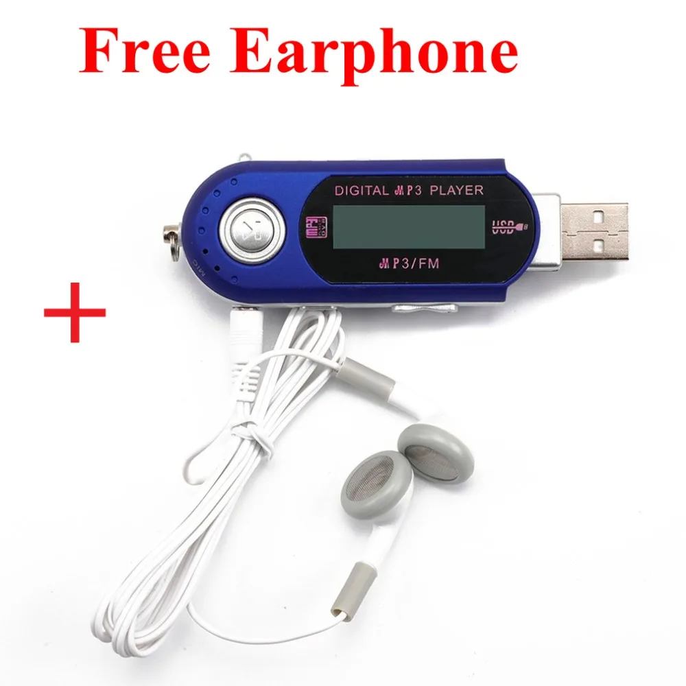 Портативный USB MP3 плеера + Наушники Цифровой ЖК-дисплей Экран Поддержка 32 ГБ карты