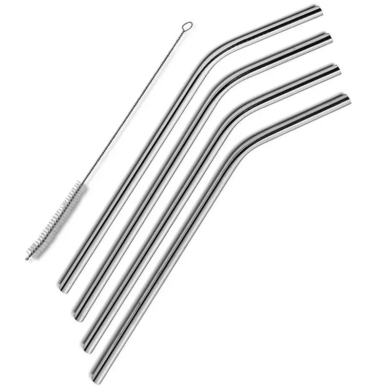 Очень длинный стеклянный стакан из нержавеющей стали в комплекте 4 соломинки и 1