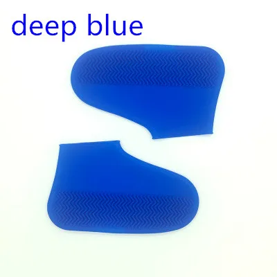 Deep blue Силиконовые уличные Нескользящие водонепроницаемые бахилы; портативные непромокаемые сапоги; непромокаемая обувь для мужчин и женщин; подростковые противоскользящие бахилы - Цвет: Deep blue