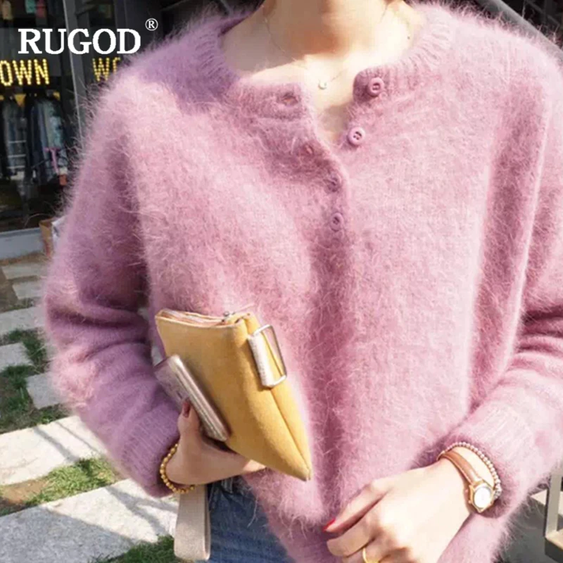 Женский кашемировый свитер RUGOD мягкий теплый с длинным рукавом и кнопками 2019 |