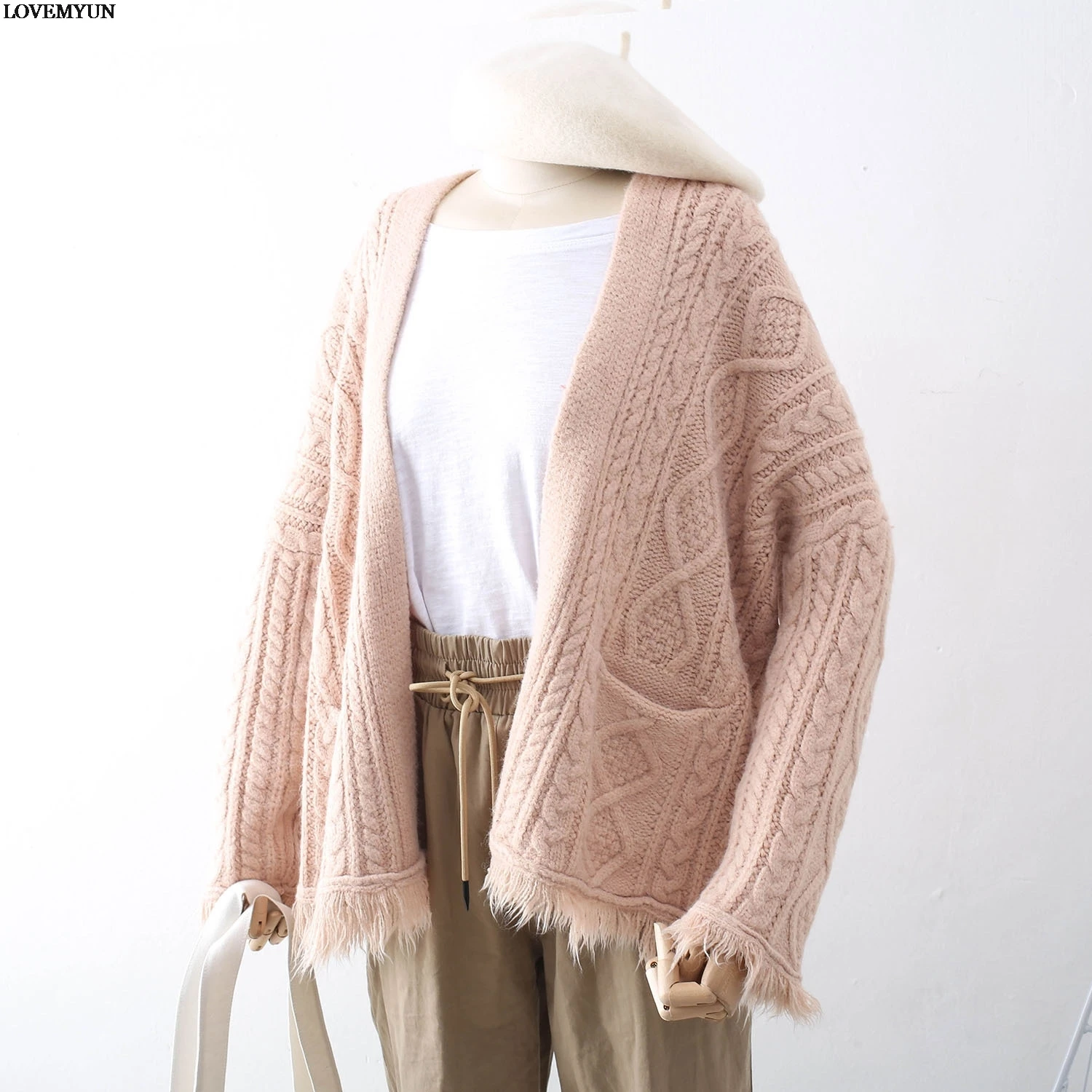 2019 Cardigan Women Tassel Sweter Long Cardigans With Hat Pocket blusas femininas de inverno |