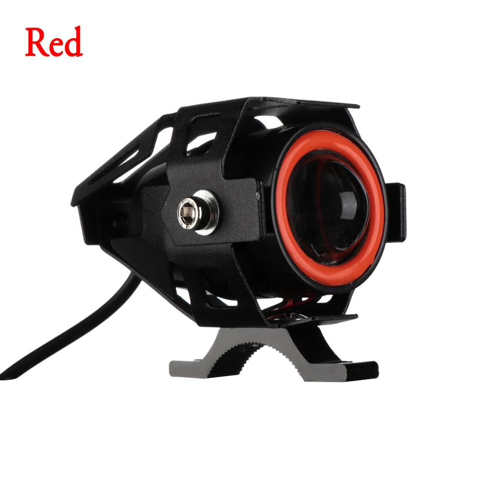 2 шт. 125 Вт moto rcycle фар Ангел глаз дьявол глаз 2500LM spotlight мини U7 светодио дный LED вождения туман пятно головного света+ переключатель - Цвет: red