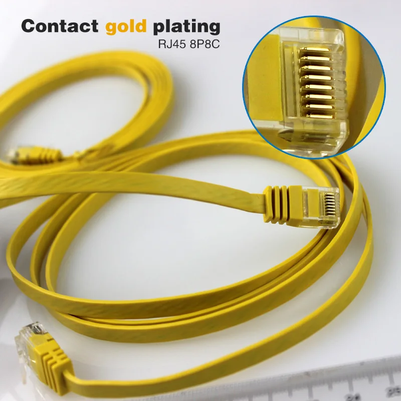 1 5 м желтый Перемычка FTP/UTP cat5e кабель 30AWG плоский провод EIA/TIA 568B RJ45 50U кристальная