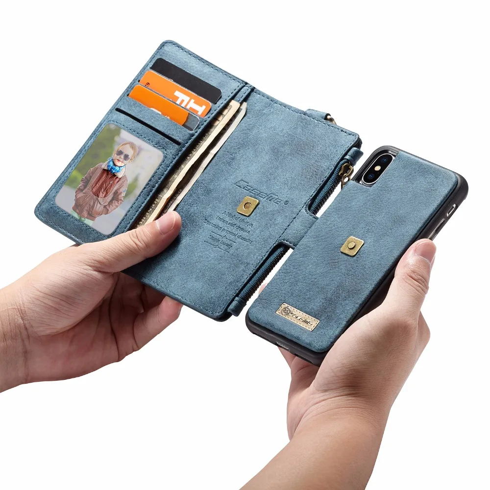 CaseMe для iPhone X XS чехлы телефонов съемный 2 в 1 металлический зажим ретро