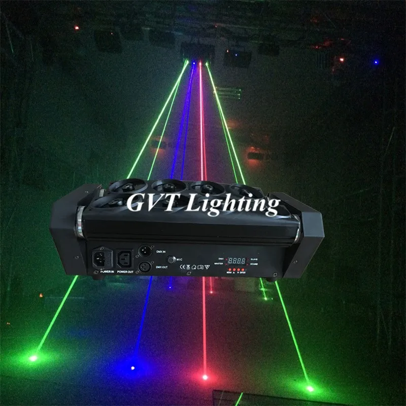 Новинка лазерный луч RGB с глазным лучом восемь светодиодов паука движущейся