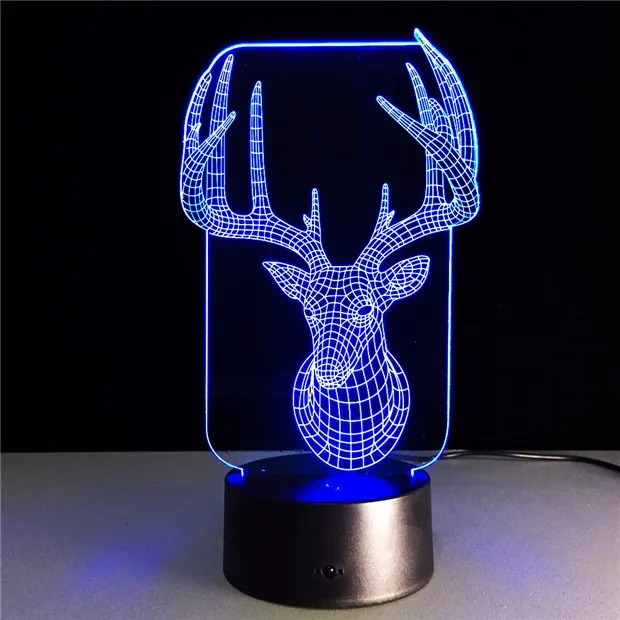 Олень спальня лампа Красочный USB милый 3D Рождество офис домашнее украшение