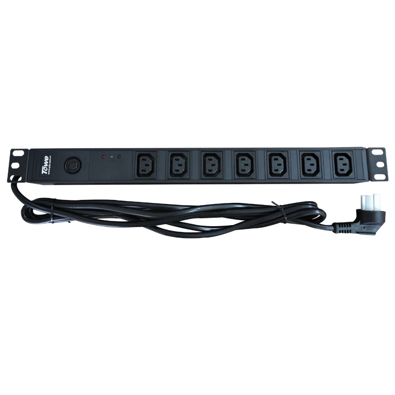 

TOWE PDU SPD EN10/I709PS 10A 7 WAYS IEC320 C13 overload protect Cabinet socket Power distribution Unit surge protector 19in