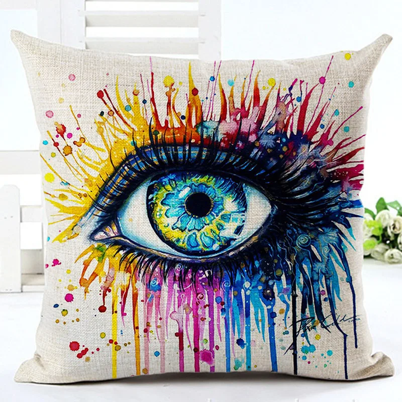 Creative Eye Printed Vintage Cotton Linen Cushion Cover Bed Pillowcases Throw Pillow Covers Decorations 45x 45cm | Дом и сад