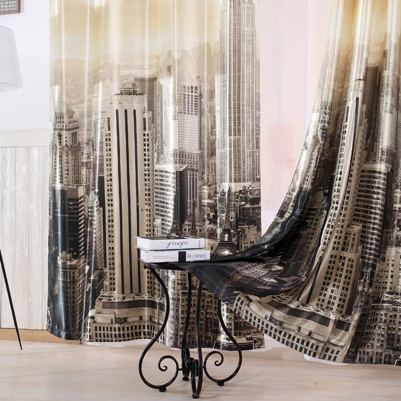 Бесплатная доставка Современный стиль 3D цифровая печать Нью Йорк затемненные