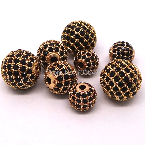 12mm Gold plated Brass Micro Pave Zircon CZ Round Ball Bead Connectors Spacer Beads For DIY Bracelet Making Charms | Украшения и