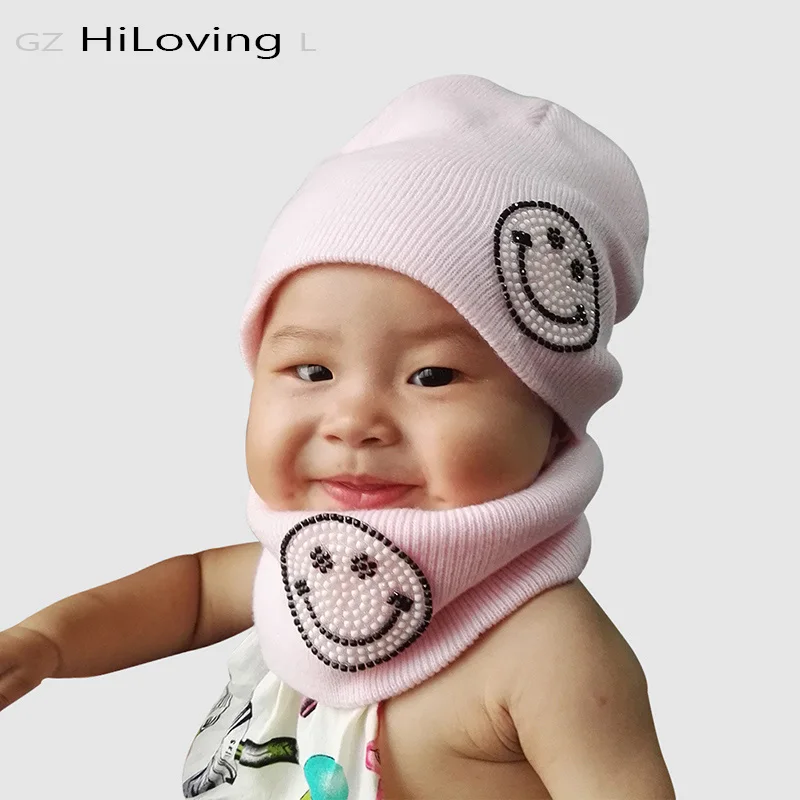 2016 модный детский комплект из 2 предметов шапка и шарф Kawaii Beanie Детские хлопковые