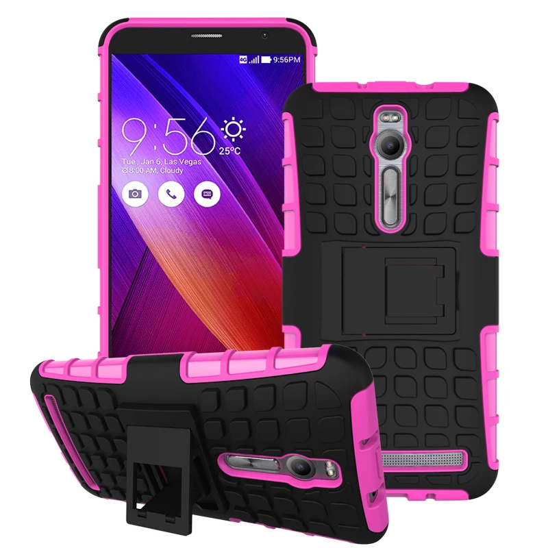 Чехол для Asus Z00AD ZenFone 2 ZE550ML ZE551ML ZE ZE550 ZE551 550 551 550 мл 551 чехол Гибридный сверхпрочный бронированный из твердого пластика Крышка - Цвет: Розово-красный