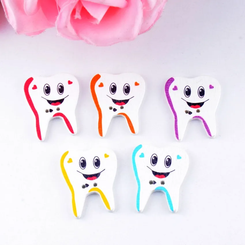 Бесплатная доставка 100 шт. случайно смешанные милые Мультяшные зубья с 2