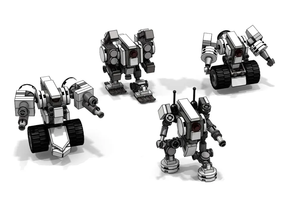 Блоки MOC маленькая меха железная и стальная команда робот совместимые Legoelys