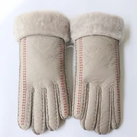 russian winter super warm sheep fur womens wool gloves 2021 new fashion sheep fur thicken manual gloves ladies leather gloves