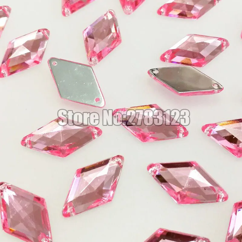 Pink Стразы из акрила высокого качества с двумя отверстиями, аксессуары для одежды 9x15 мм 10x18 мм 14x24 мм 17x30 мм - Цвет: Pink