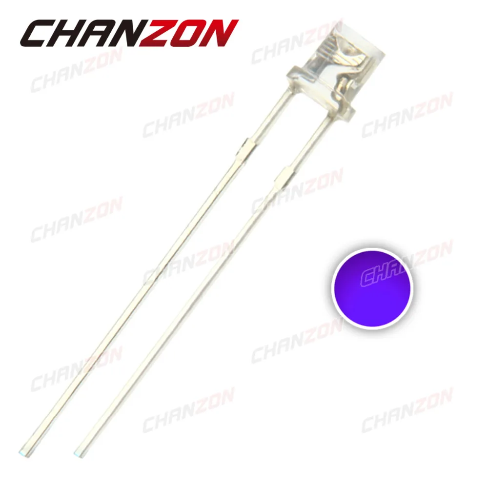 CHANZON 100 шт. Прозрачный 3 мм УФ фиолетовый плоский верх Ультрафиолетовый 395нм 400нм