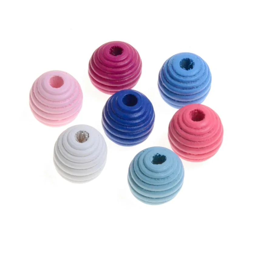 MIAOCHI DIY 20PCs 20mm Thread Beehive Wooden Beads For Jewelry Making Crafts Kids Toys Teething Spacer Beading | Украшения и