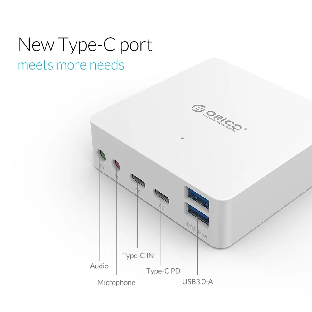 ORICO Type-C HUB USB3.0 Support HDMI 4K Video Mobile Host Dock RJ45 Microphone&ampEarphone PD and DC 12V Power for Office | Компьютеры и