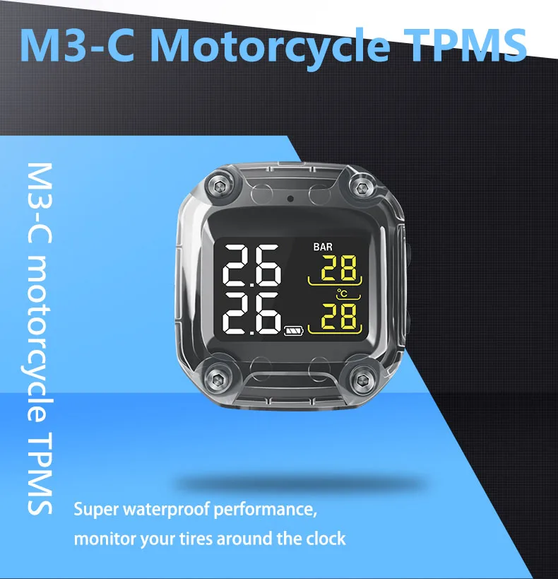 Мотоцикл TPMS монитор давления в шинах Система сигнализации мотоцикла с внешним/внутренним датчиком беспроводной с ЖК-дисплеем