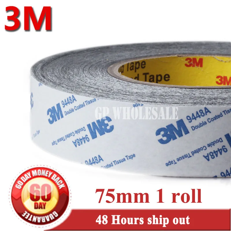75mm*50M*0.15mm 3M 3M9448 BLACK  Double Sided Adhesive Coated Tape for Foam Rubber LCD Display