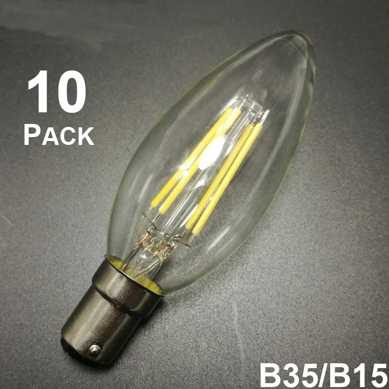 Прозрачное стекло 220V 230V 240V AC Dimmable Bombilla De Filamento LED винтажная лампа накаливания B35 BC