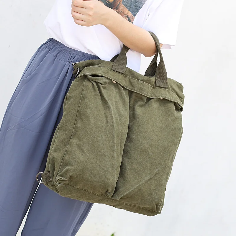 Multi-functional Canvas Handbag Man Women Big Capcity Multi-pocket Bag School Fabric Eco-friendly Book Unisex Dual-use |