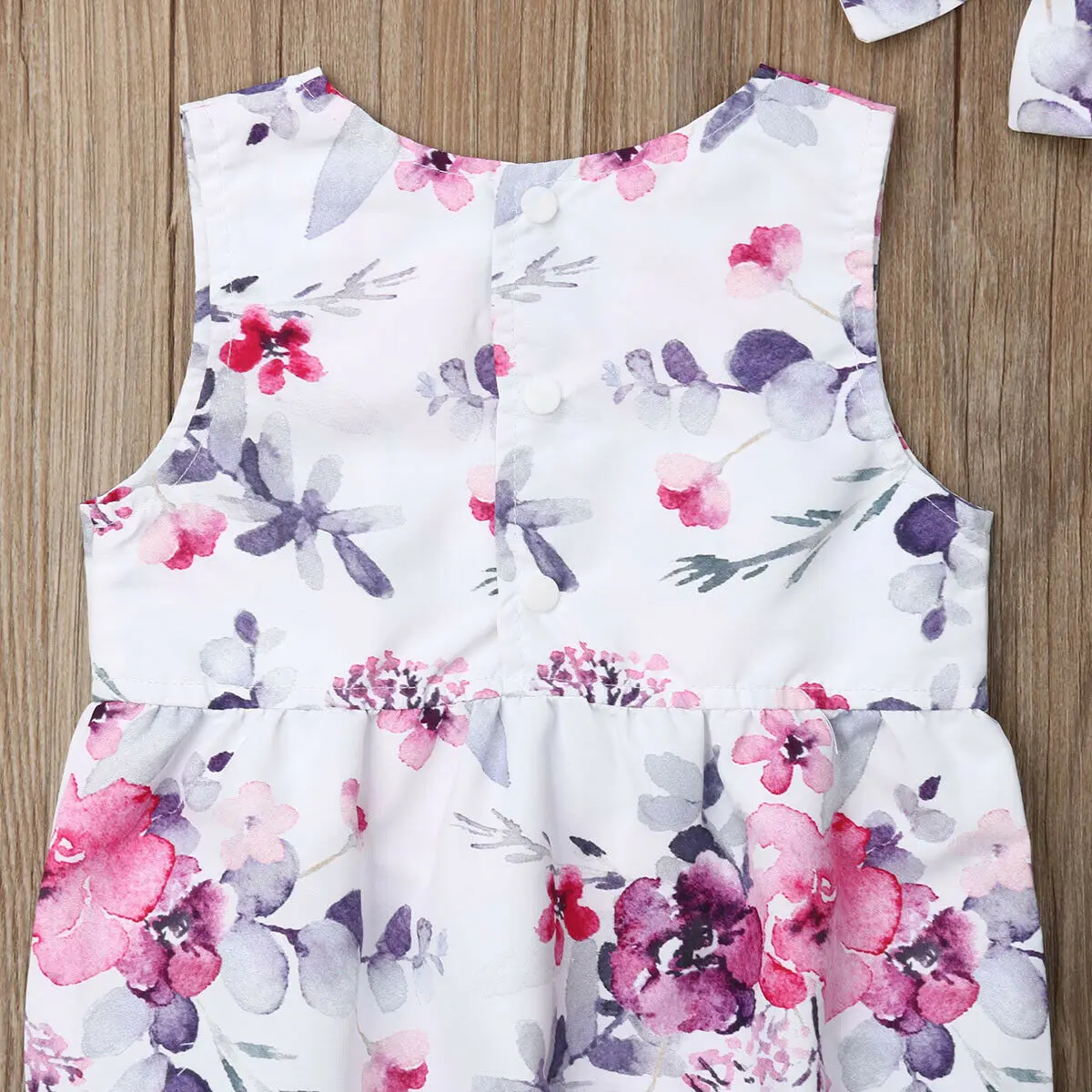 Pudcoco Summer Toddler Baby Girls Floral Sleeveless Bodysuit Headband Outfits Casual Set