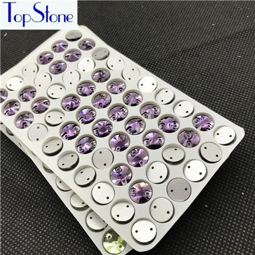 Topstone 10 мм круглые стразы риволи пришить Камень Швейные стеклянные кристаллы 2 отверстия для платья украшения для одежды - Цвет: amethyst