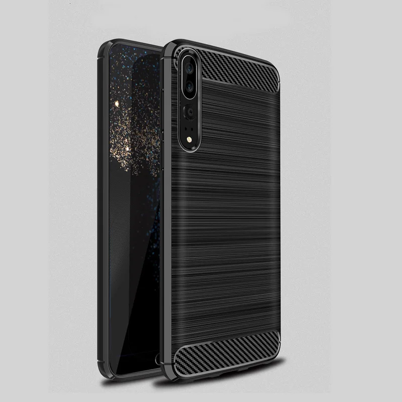 Huawei P30 P20 Lite case Wiredrawing TPU for Pro Plus cover Carbon Fiber Style For Nova 3 E |