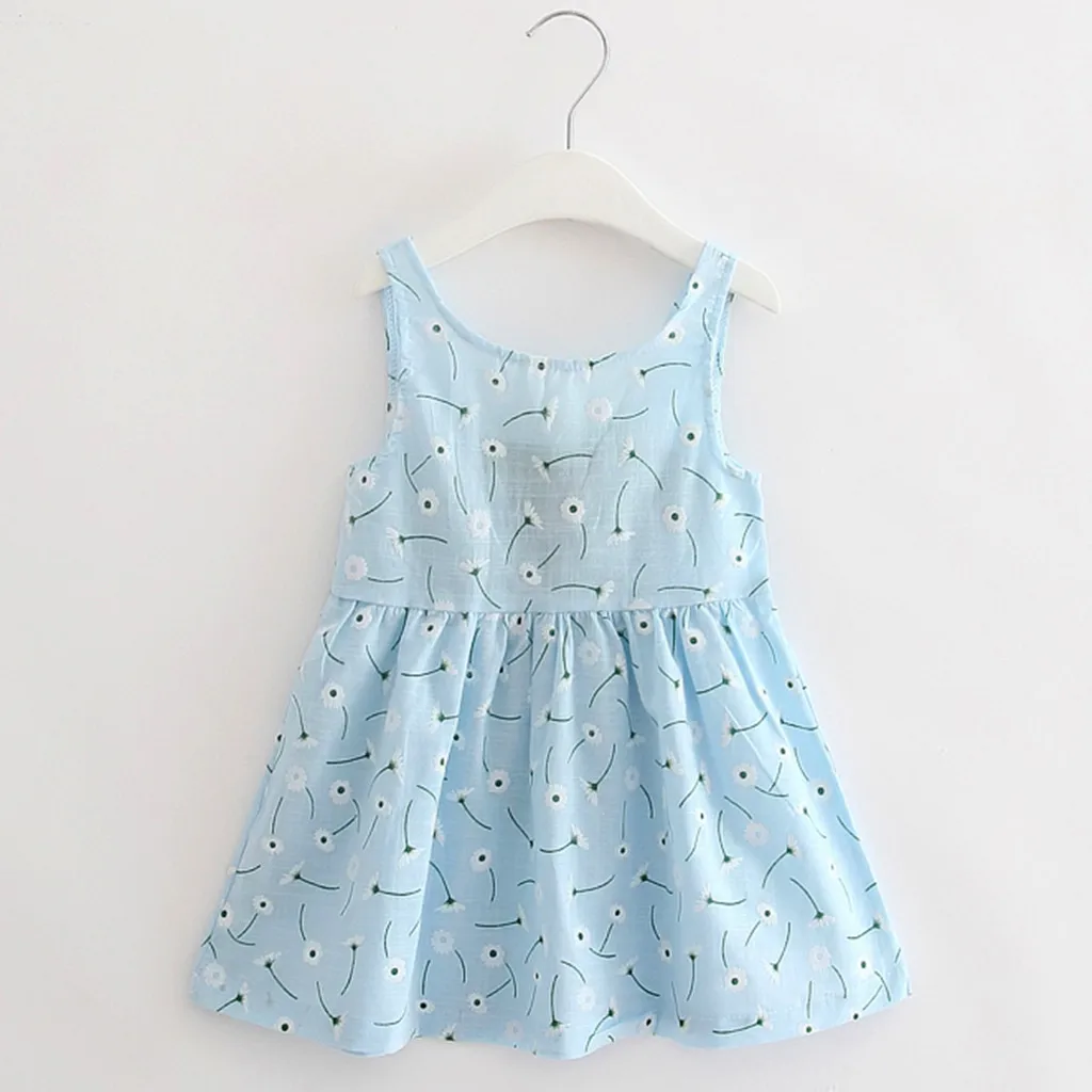 Летнее платье принцессы с цветочным узором для маленьких девочек от 2 до 7 лет
