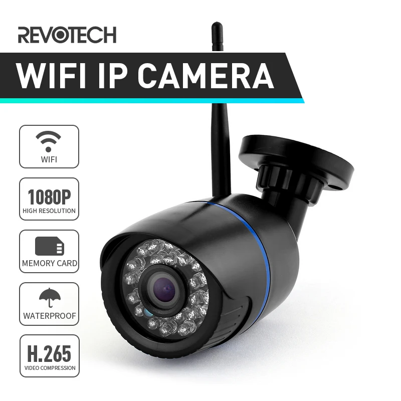 H.265 WIFI 1920x1080 P 2.0MP Водонепроницаемая цилиндрическая ip-камера 24LED ночное видение