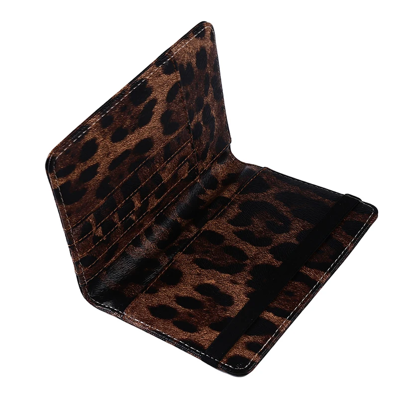 

New Big Leopard Print Card Bag For Women Elastic Band Strap Passport ID Card Slot Card Jacket Purse Bolso Mujer