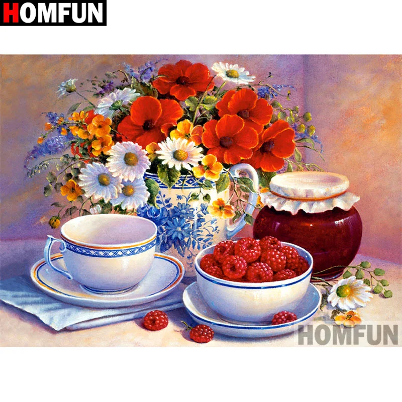 

Алмазная 5D Вышивка HOMFUN A17040, картина «Цветочный пейзаж», полная выкладка, круглая, для творчества, домашний декор, подарок