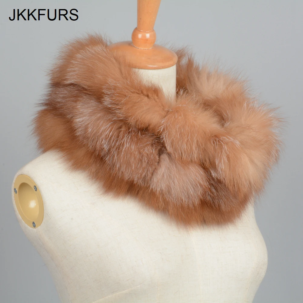 JKKFURS шарфы из натурального Лисьего меха зимние толстые теплые модные стильные