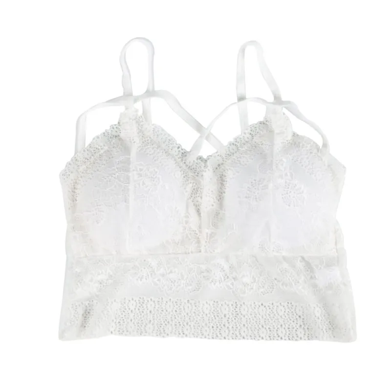 Сексуальный кружевной бюстгальтер с полным покрытием однотонный перекрестной